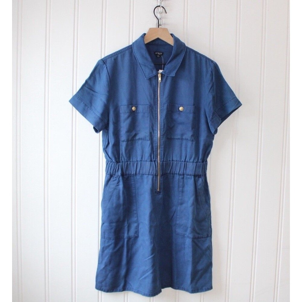 J.Crew Minimalist Navy Shirt Dress Womens Size 10 Utility Workwear Style Capsule